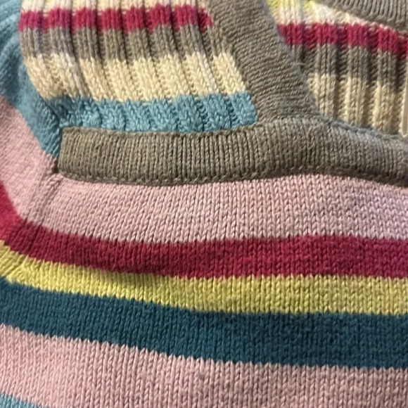HANNA ANDERSSON EUC GIRLS DRESS SWEATER WONTER STRIPES BLUE PINK GRAY SIZE 4 100 - Picture 4 of 4
